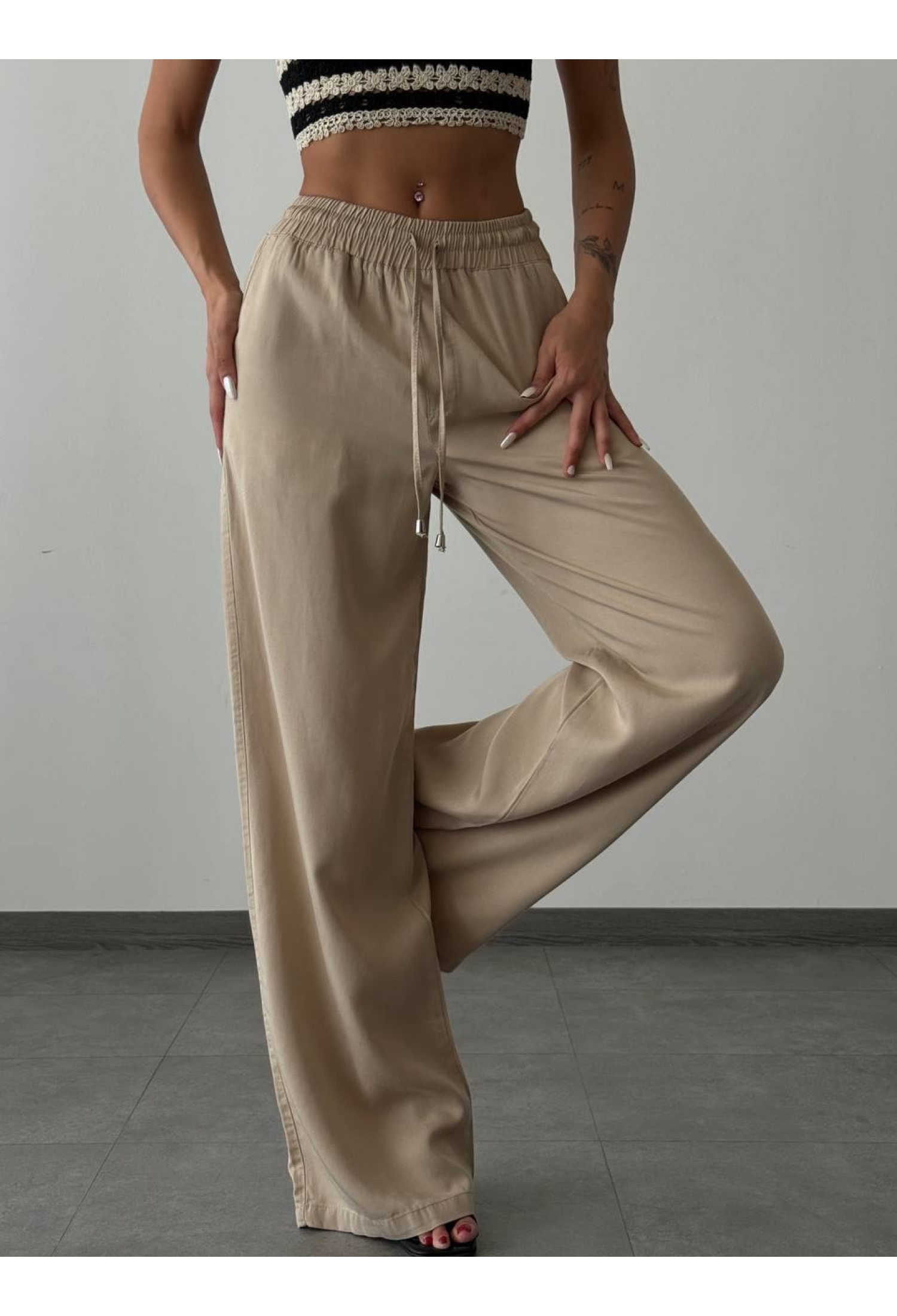 Elastic Waist Casual Trousers