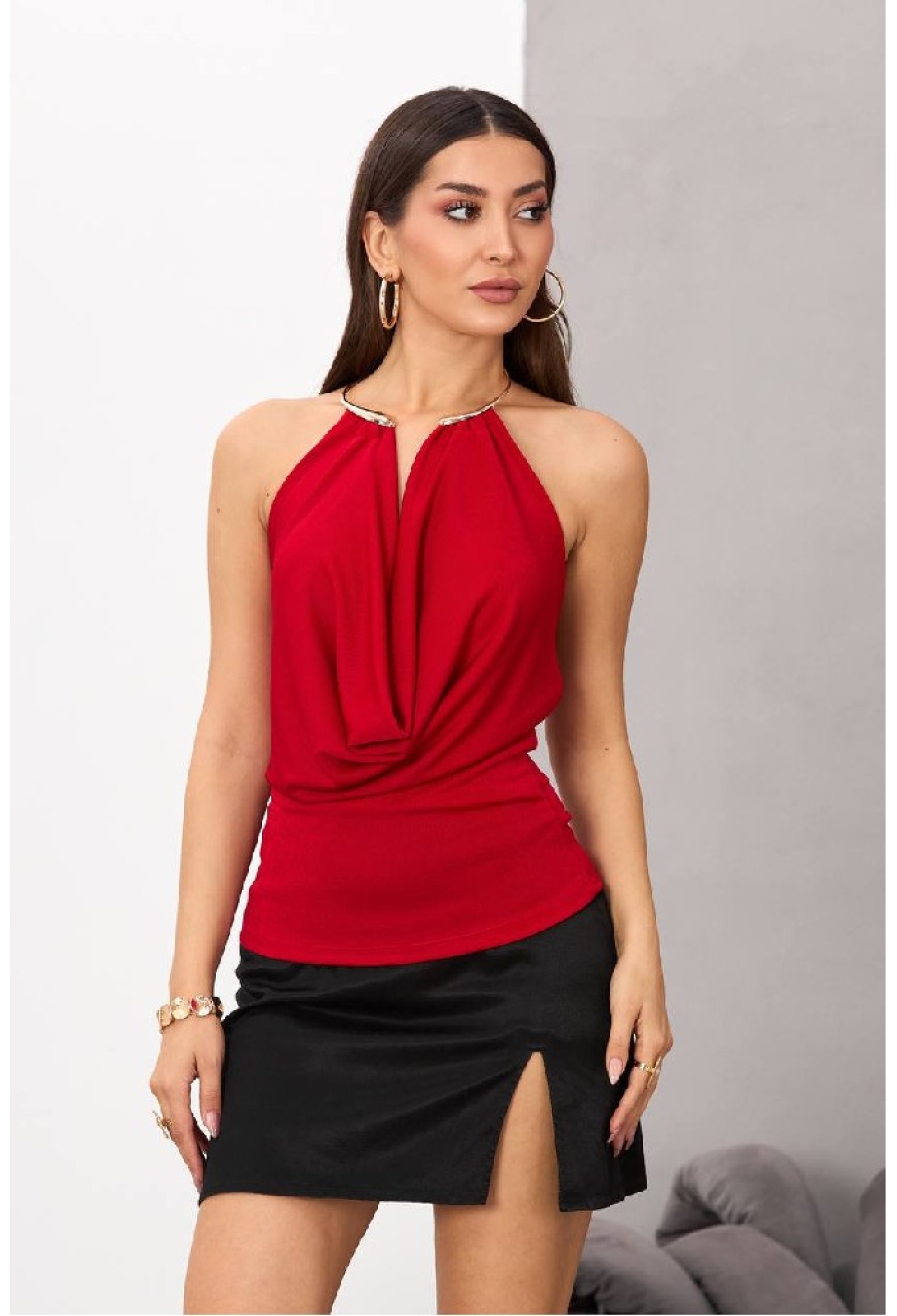 Blouse Halter Neck Sleeveless Party Top