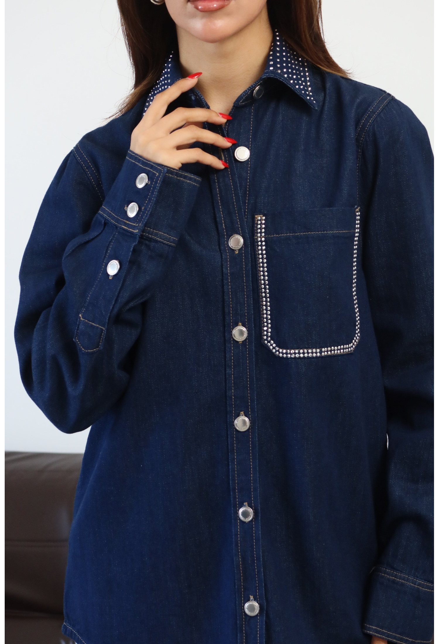 Navy Blue Polo Neck Long Sleeve Shirt