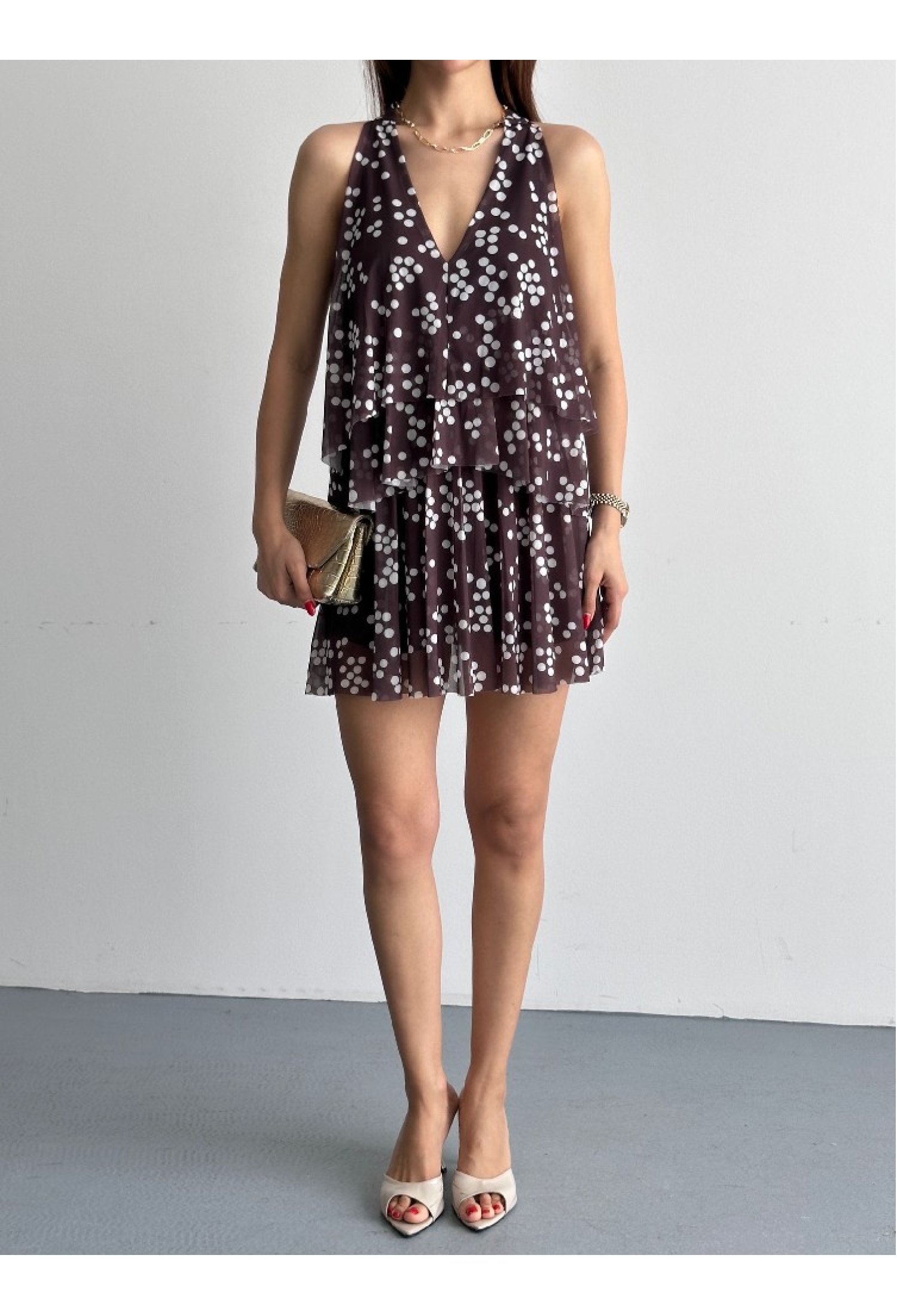 Black Polka Dot Fit And Flare Mini Dress
