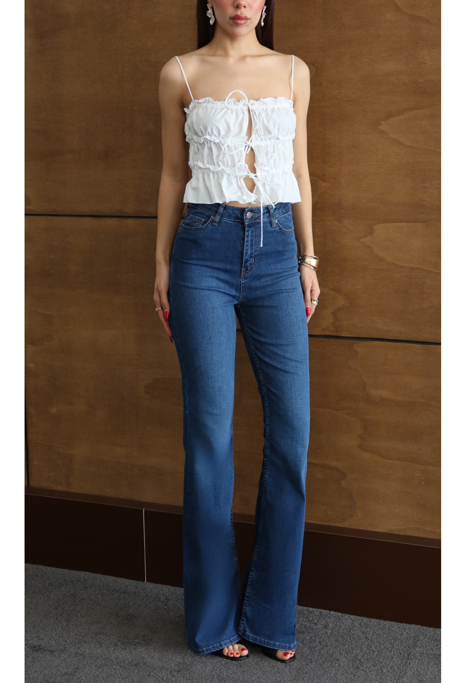 High Waist Bootcut Flare Leg Jeans