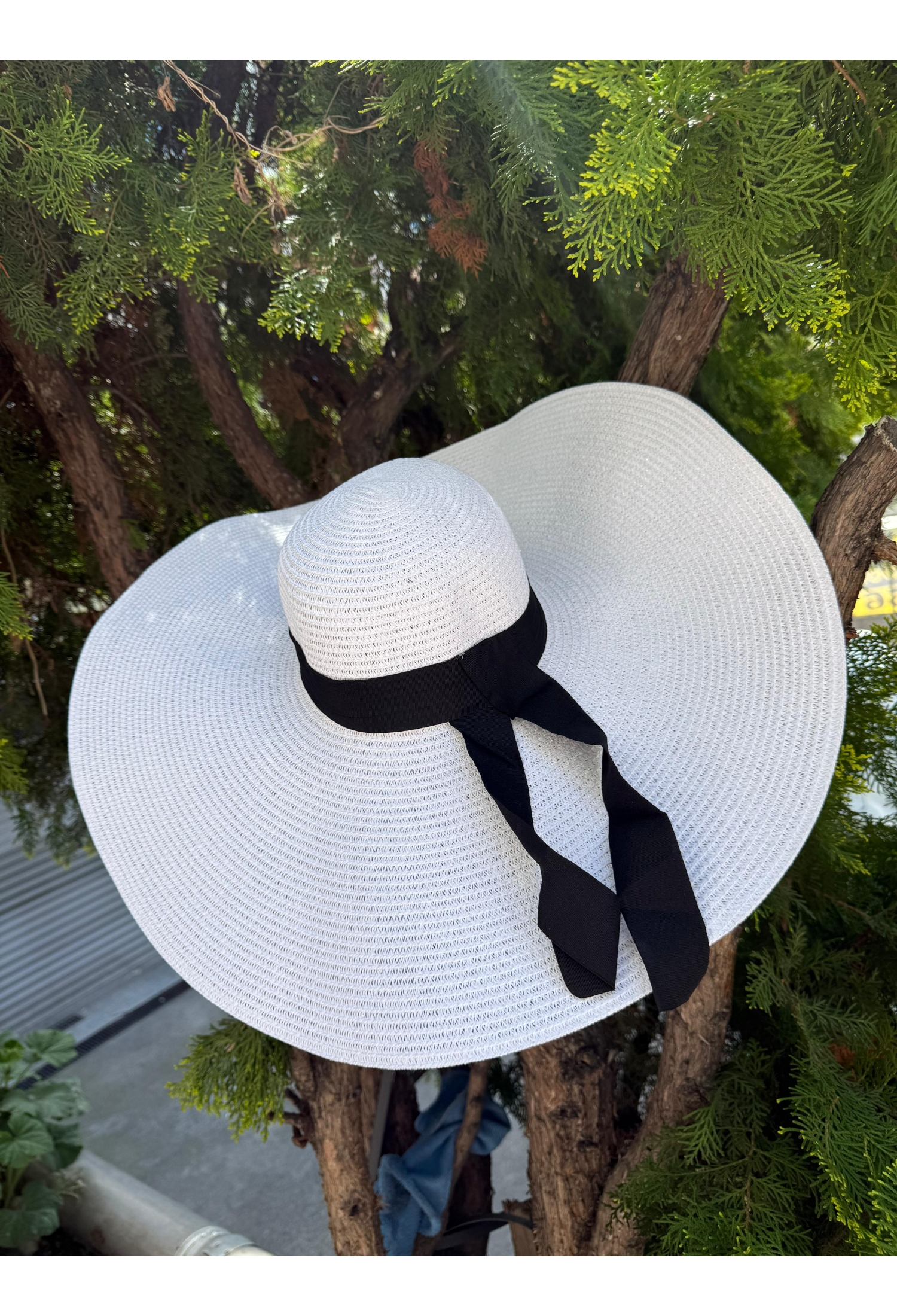 Wide Straw Hat With Belt