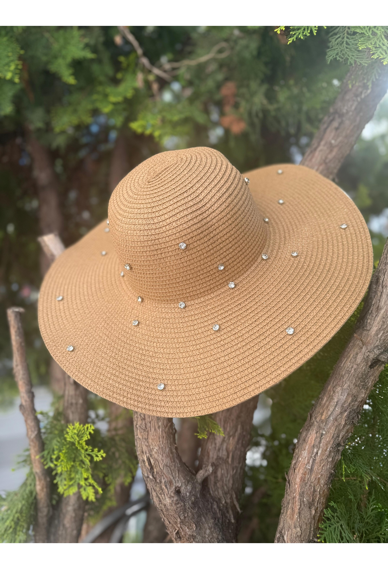 Full Stone Wide Straw Hat