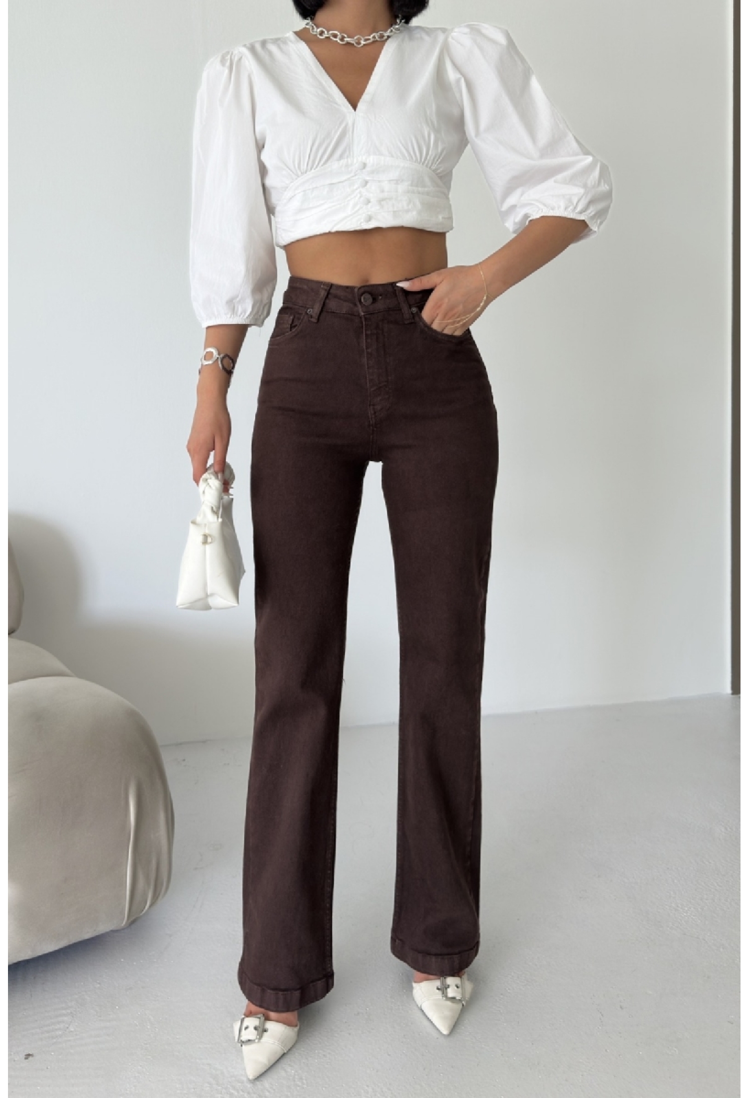 Stitched Wide Leg Relax Jeans