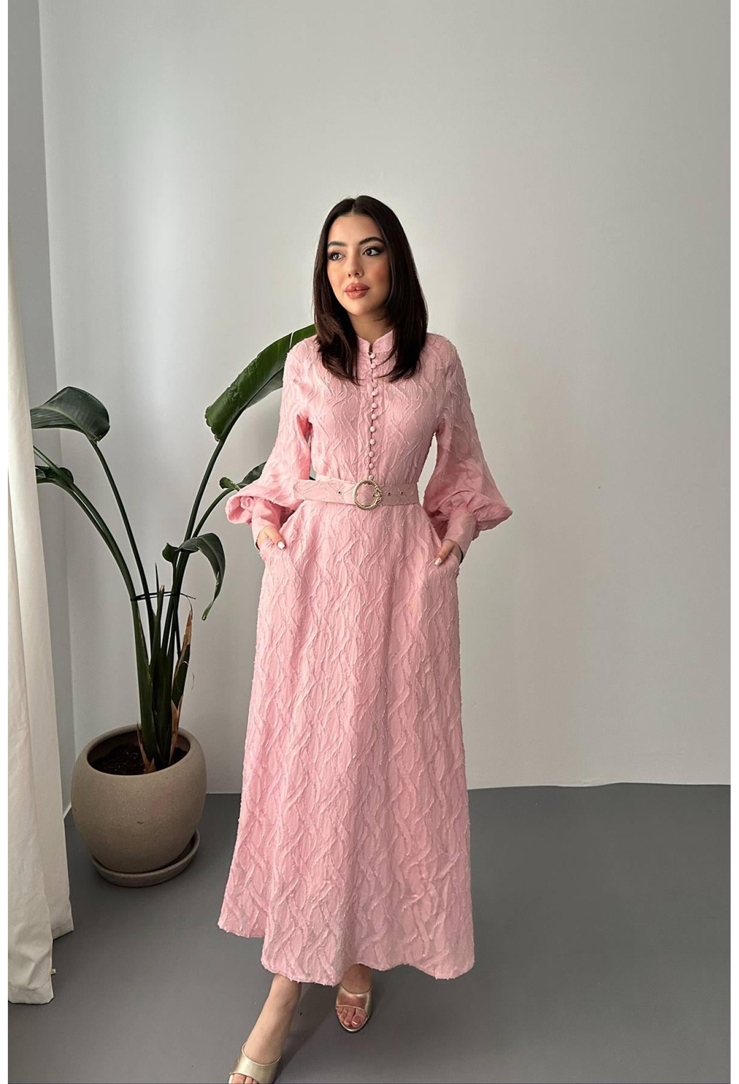 Long Dress With Belt Detail