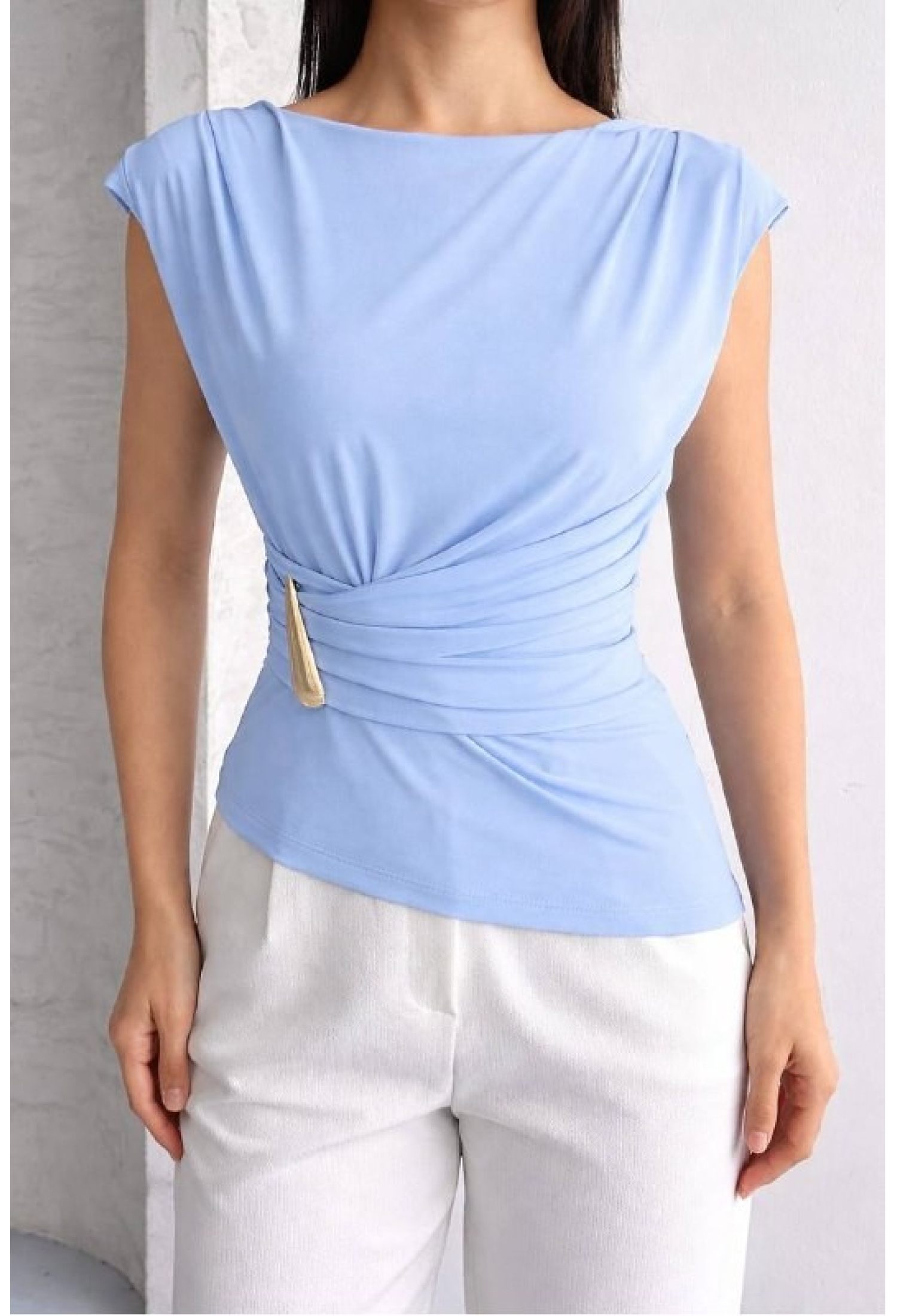 Elegant Slim Fit Cap Sleeve Blouse