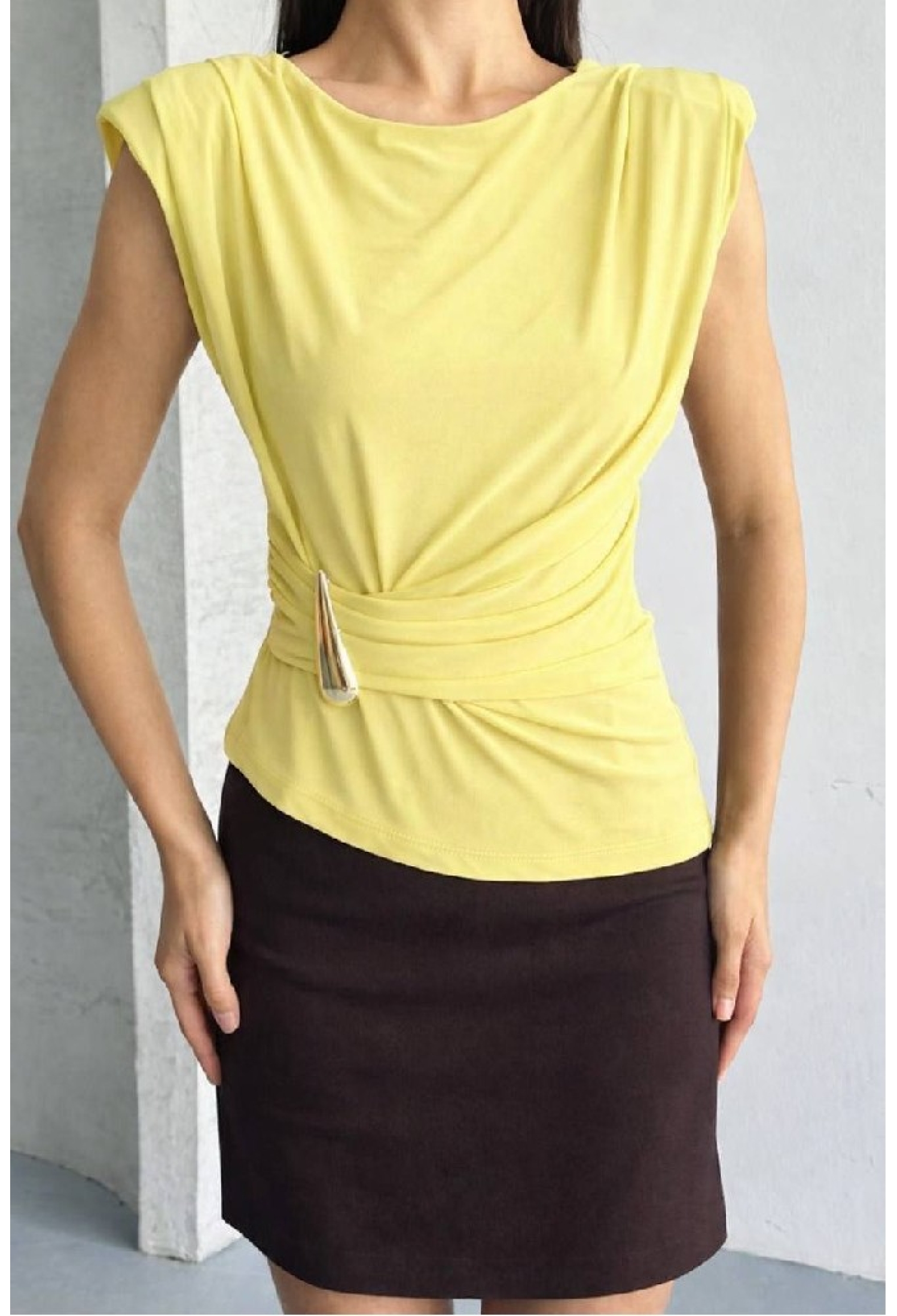Elegant Boat Neck Cap Sleeve Blouse