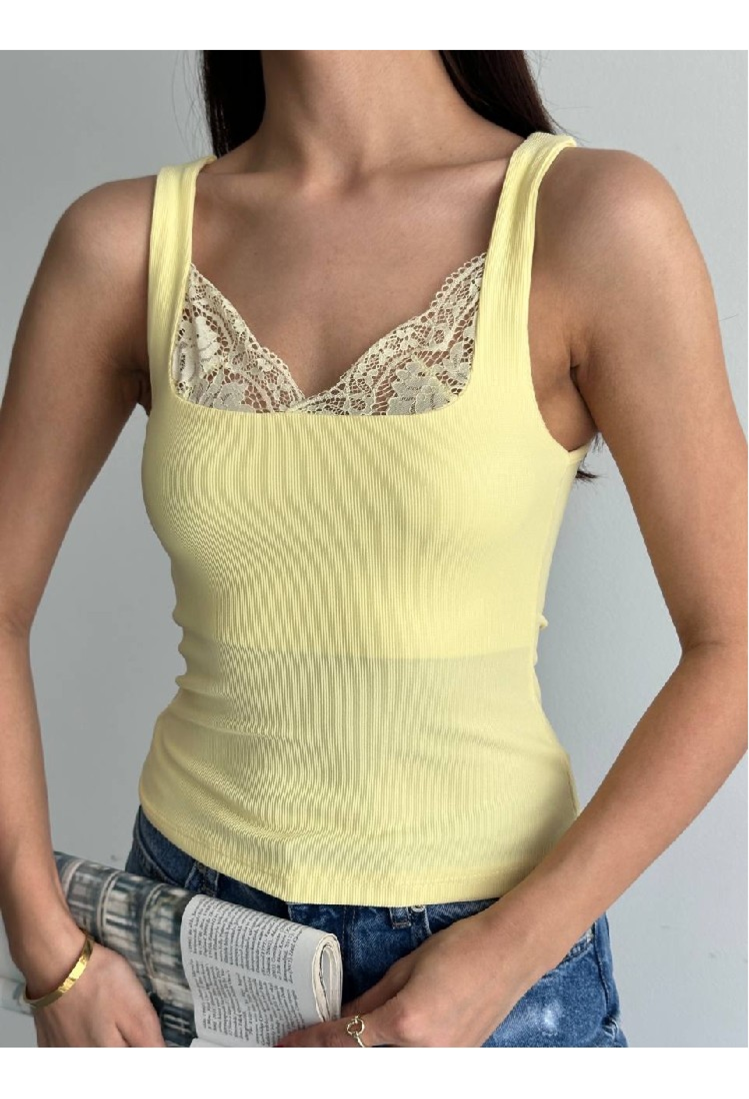Fitted Sleeveless Blouse With Square Neck
