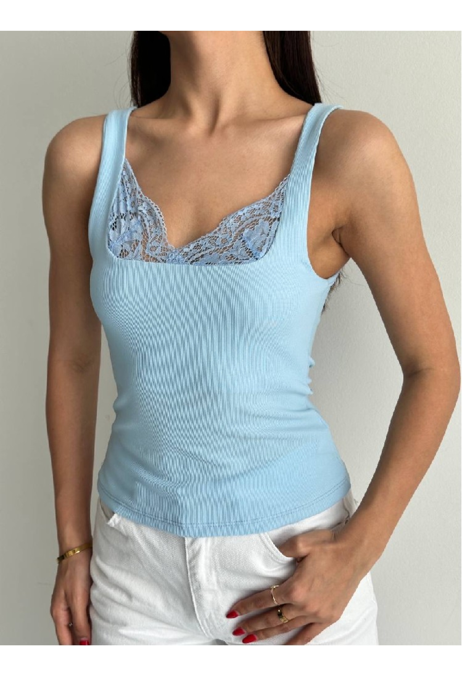 Slim Fit Square Neck Sleeveless Blouse