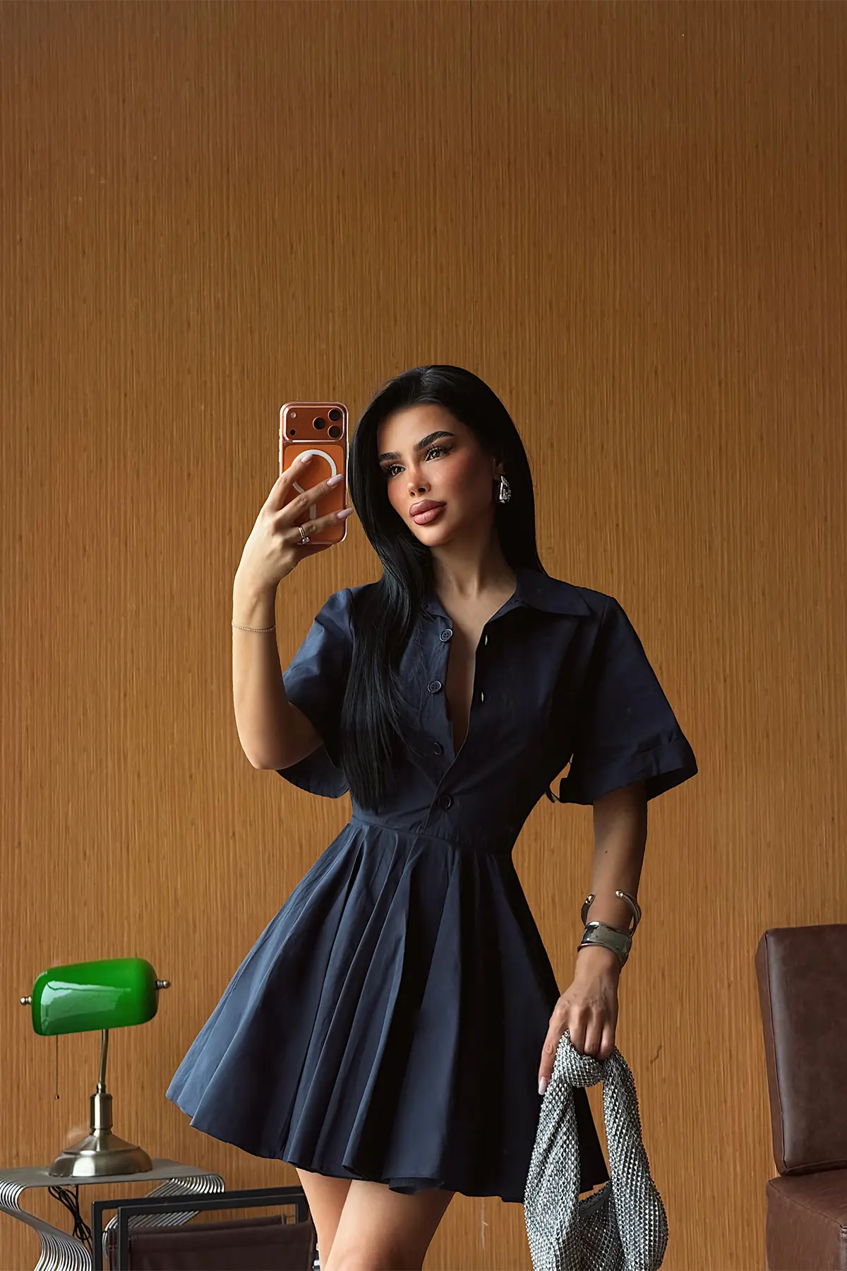 Navy Fit And Flare Mini Dress