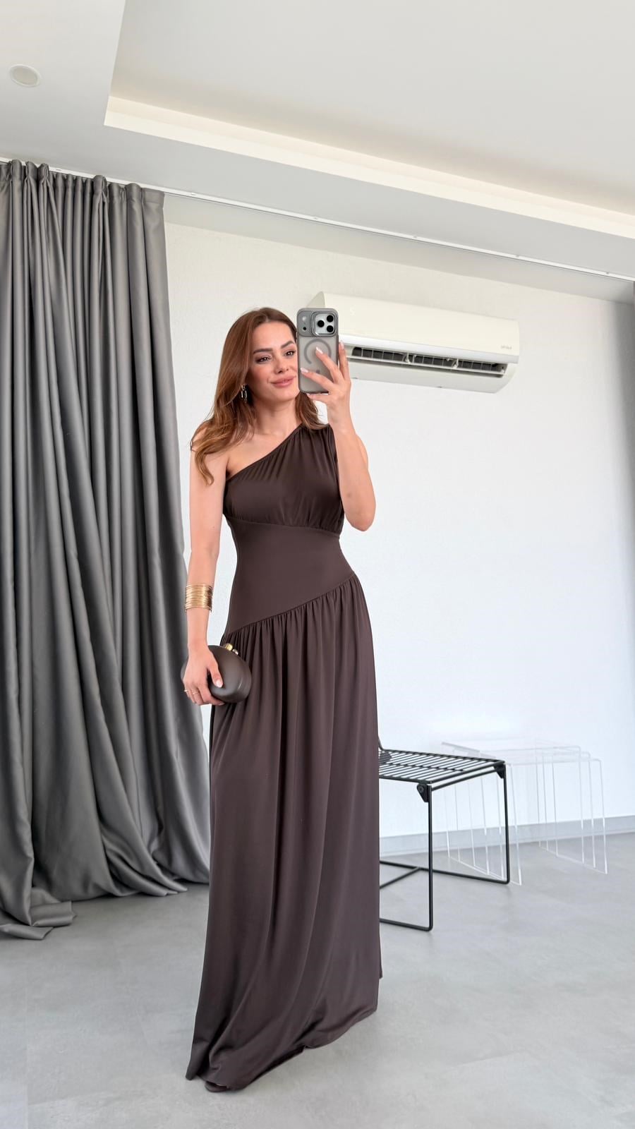 Elegant A-Line Dress With One Shoulder Neck