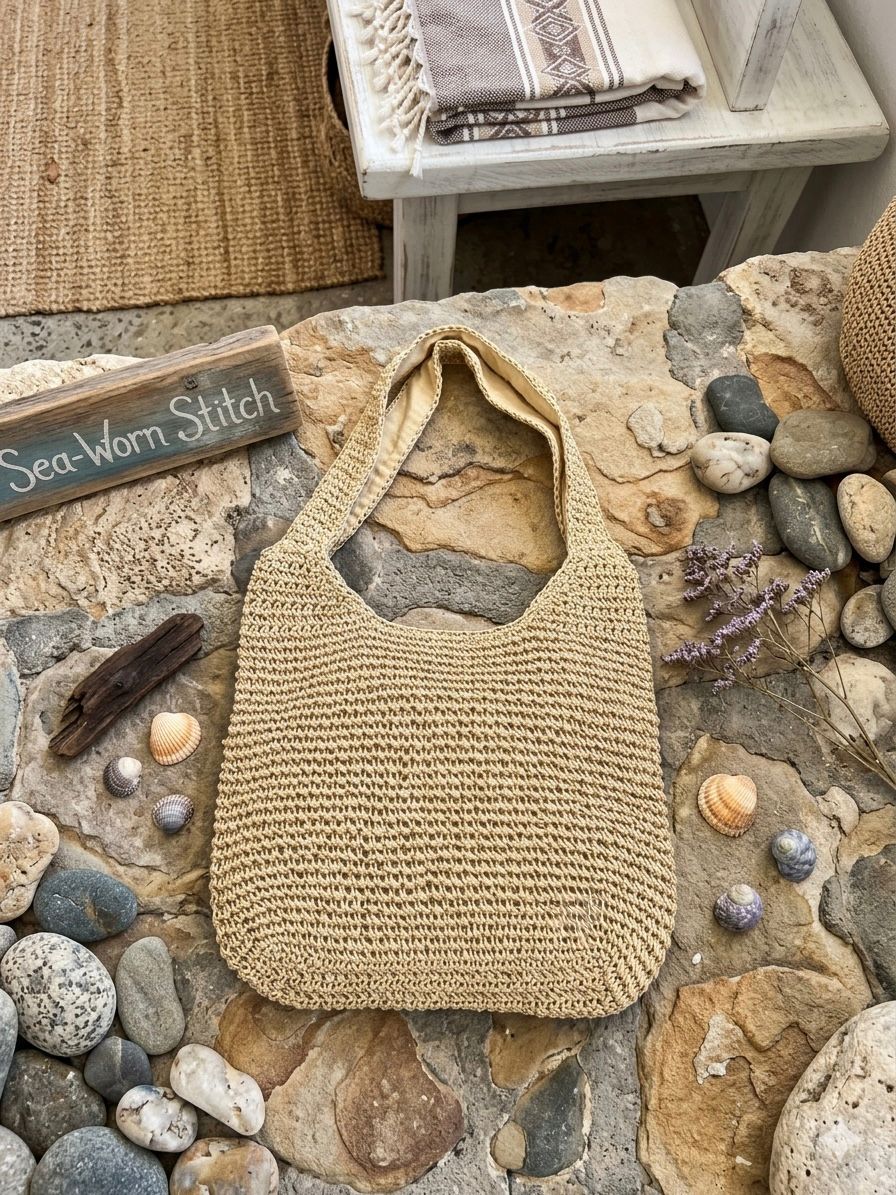 Hand Knitted Straw Bag