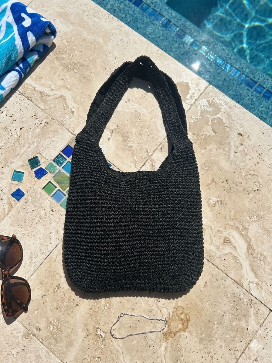 Hand Knitted Straw Bag