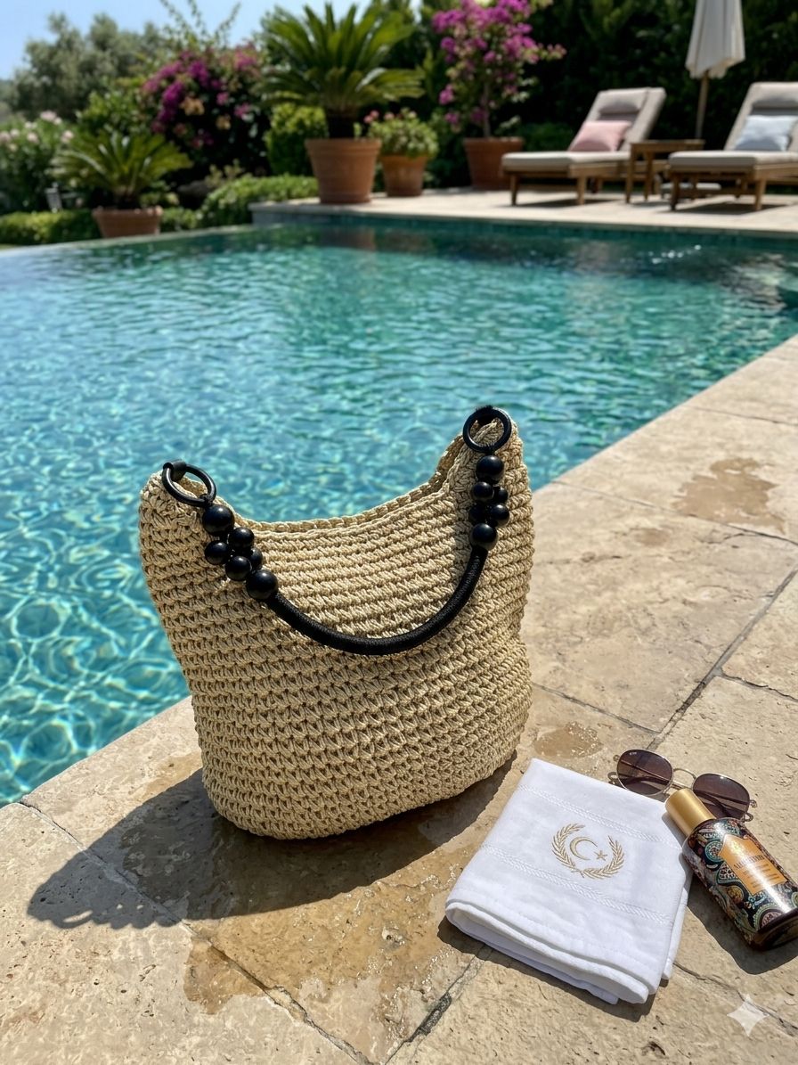 Hand Knitted Straw Bag