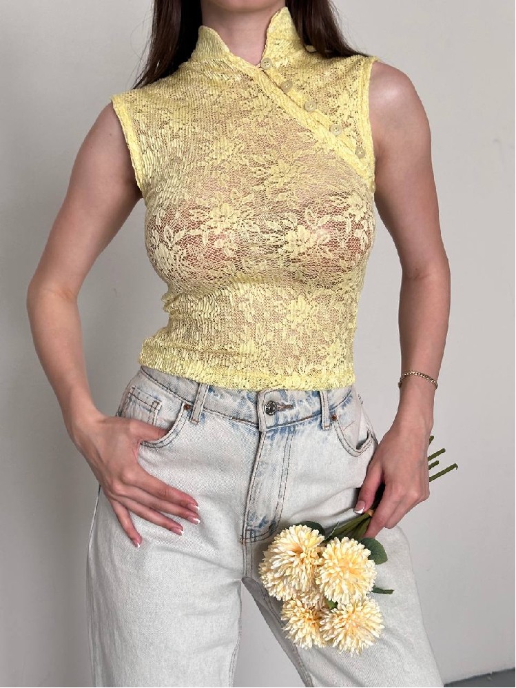 Floral Fitted Crop Blouse With High Neck