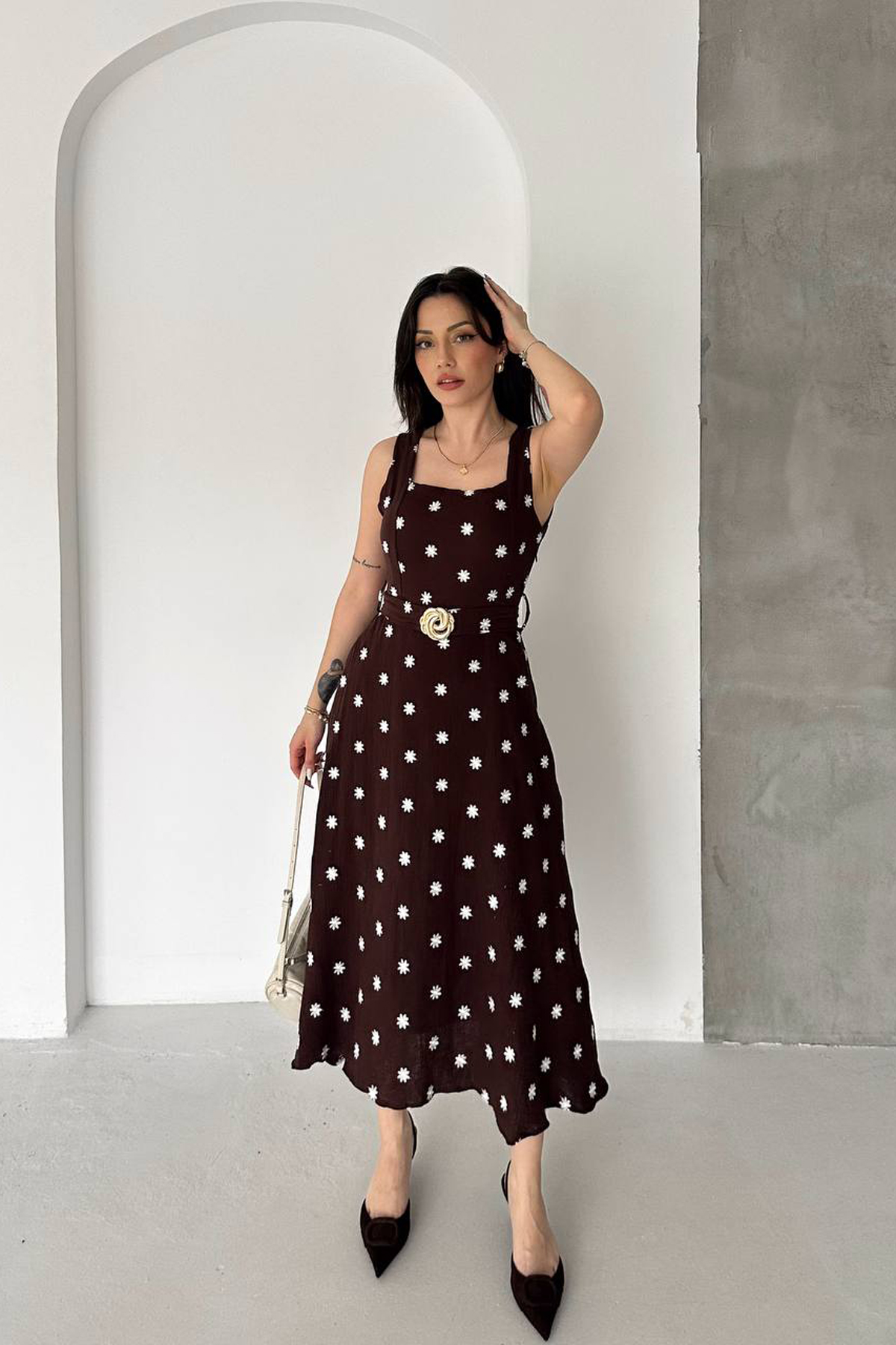 Fit And Flare Dress With Floral Pattern