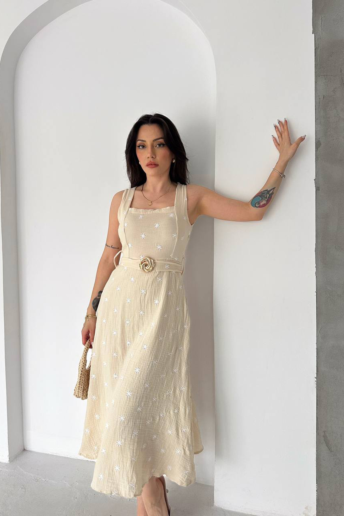 Elegant Slip Dress With Square Neck