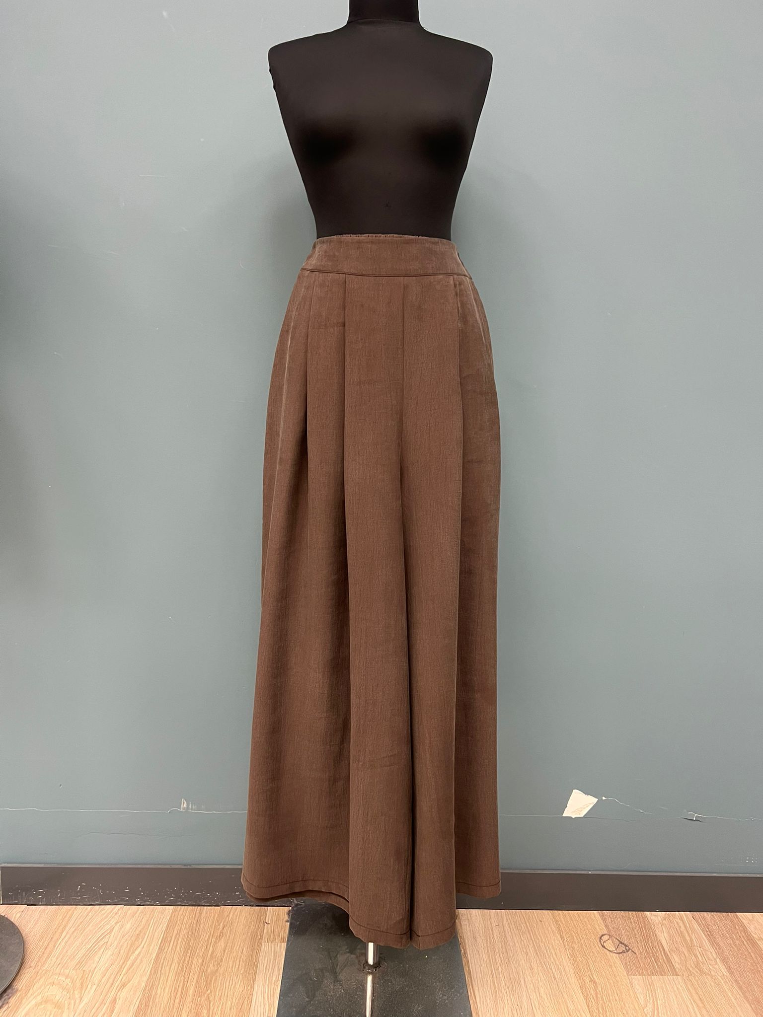 Brown Elegant Wide Leg Palazzo Pants